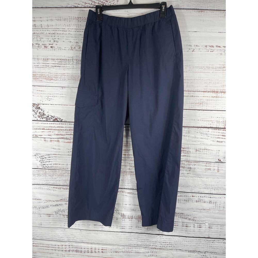Talbots Pants Women's SZ S Navy Cargo Elastic Waist Stretch Utility Straight Leg